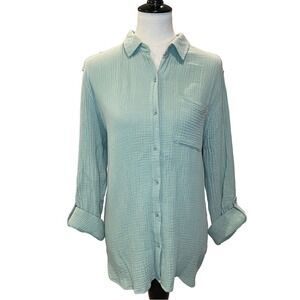 Women's Anne Klein Sage Green Button Down Shirt Size L